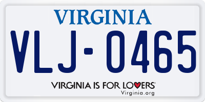 VA license plate VLJ0465