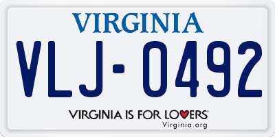VA license plate VLJ0492