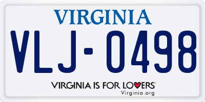 VA license plate VLJ0498