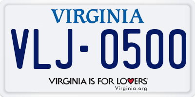 VA license plate VLJ0500