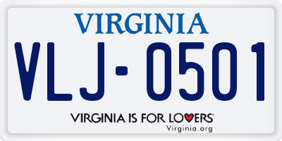 VA license plate VLJ0501