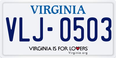 VA license plate VLJ0503
