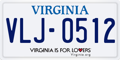 VA license plate VLJ0512