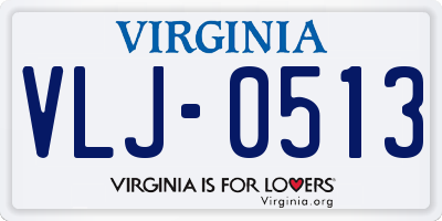 VA license plate VLJ0513