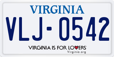 VA license plate VLJ0542