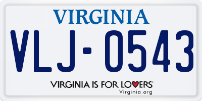 VA license plate VLJ0543