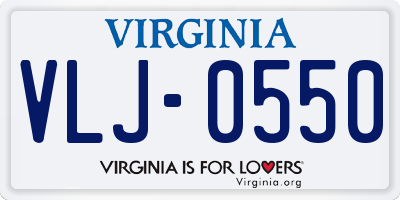VA license plate VLJ0550