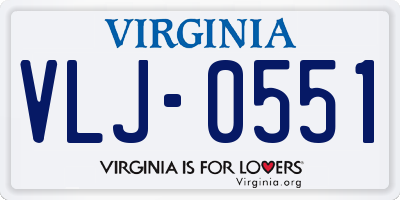 VA license plate VLJ0551
