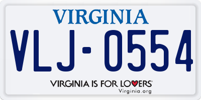VA license plate VLJ0554