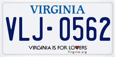 VA license plate VLJ0562
