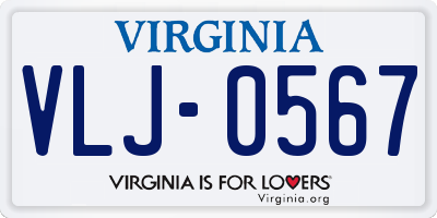 VA license plate VLJ0567