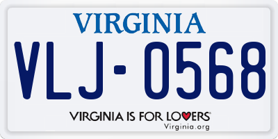 VA license plate VLJ0568