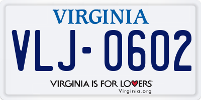 VA license plate VLJ0602