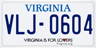 VA license plate VLJ0604
