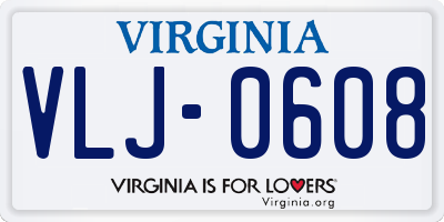 VA license plate VLJ0608