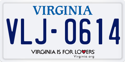 VA license plate VLJ0614