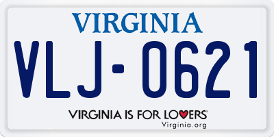 VA license plate VLJ0621