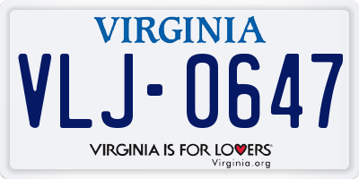 VA license plate VLJ0647