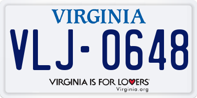 VA license plate VLJ0648