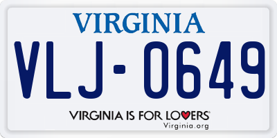 VA license plate VLJ0649