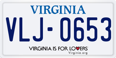 VA license plate VLJ0653