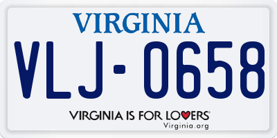 VA license plate VLJ0658