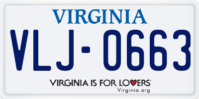 VA license plate VLJ0663