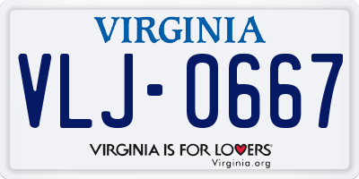 VA license plate VLJ0667