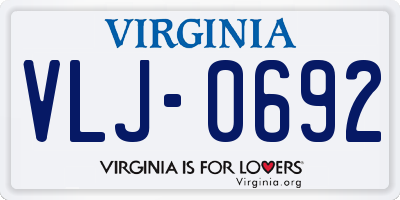 VA license plate VLJ0692