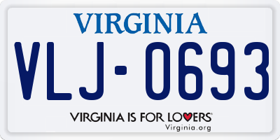 VA license plate VLJ0693