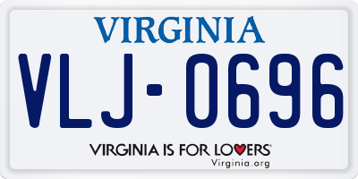 VA license plate VLJ0696