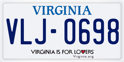 VA license plate VLJ0698