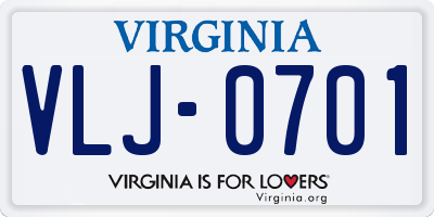 VA license plate VLJ0701