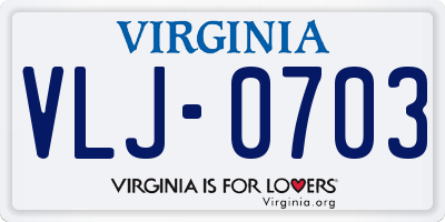 VA license plate VLJ0703