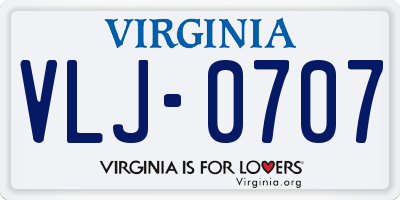VA license plate VLJ0707