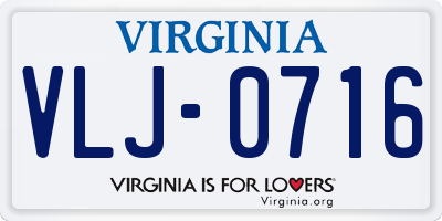 VA license plate VLJ0716
