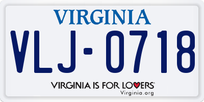 VA license plate VLJ0718