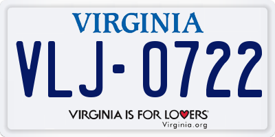 VA license plate VLJ0722