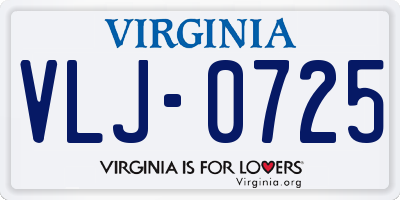 VA license plate VLJ0725