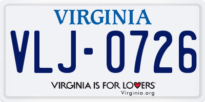 VA license plate VLJ0726