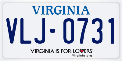 VA license plate VLJ0731