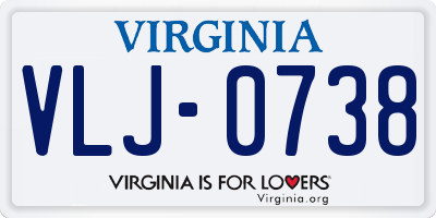 VA license plate VLJ0738