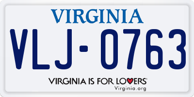 VA license plate VLJ0763