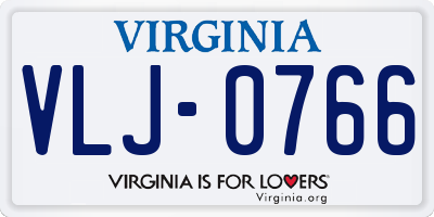 VA license plate VLJ0766