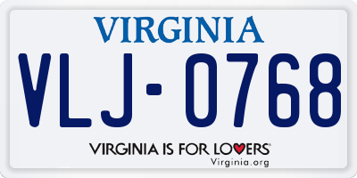 VA license plate VLJ0768