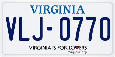 VA license plate VLJ0770