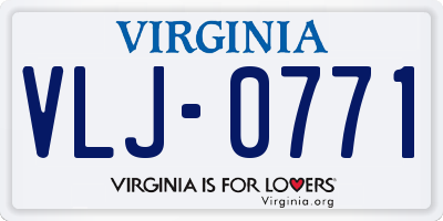 VA license plate VLJ0771