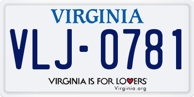 VA license plate VLJ0781