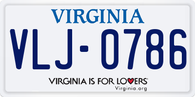VA license plate VLJ0786