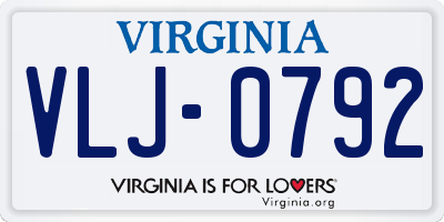 VA license plate VLJ0792